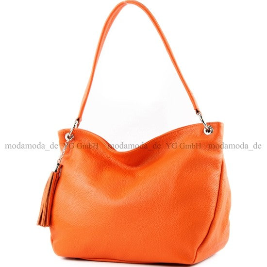 modamoda de - T154 - ital Schultertasche Umhängetasche aus Leder