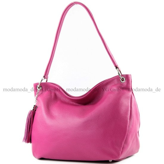 modamoda de - T154 - ital Schultertasche Umhängetasche aus Leder