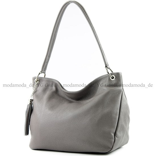 modamoda de - T154 - ital Schultertasche Umhängetasche aus Leder