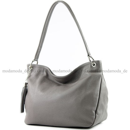 modamoda de - T154 - ital Schultertasche Umhängetasche aus Leder