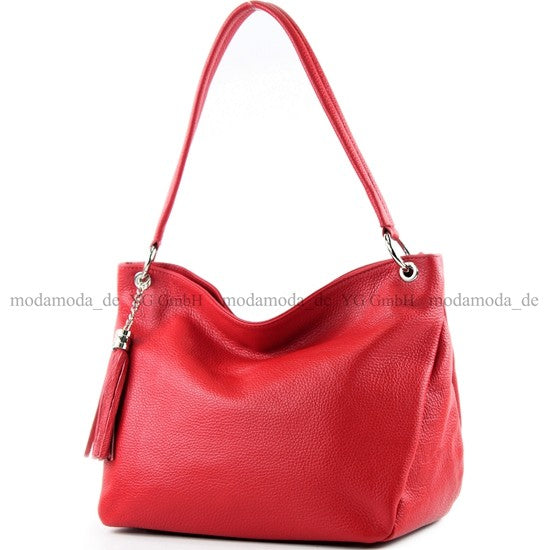 modamoda de - T154 - ital Schultertasche Umhängetasche aus Leder