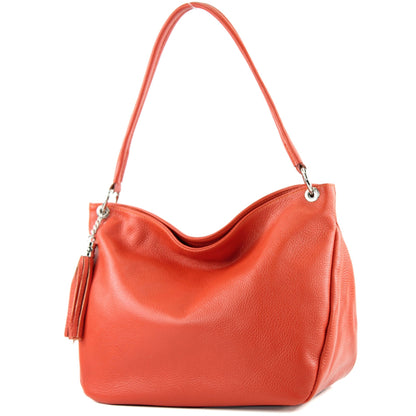 modamoda de - T154 - ital Schultertasche Umhängetasche aus Leder