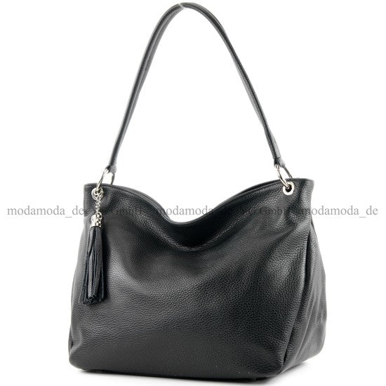 modamoda de - T154 - ital Schultertasche Umhängetasche aus Leder