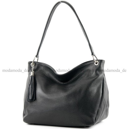 modamoda de - T154 - ital Schultertasche Umhängetasche aus Leder