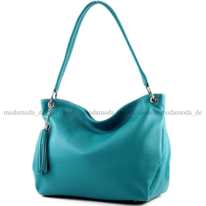 modamoda de - T154 - ital Schultertasche Umhängetasche aus Leder