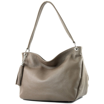 modamoda de - T154 - ital Schultertasche Umhängetasche aus Leder