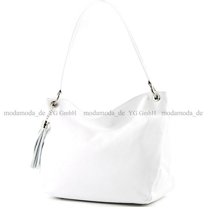 modamoda de - T154 - ital Schultertasche Umhängetasche aus Leder