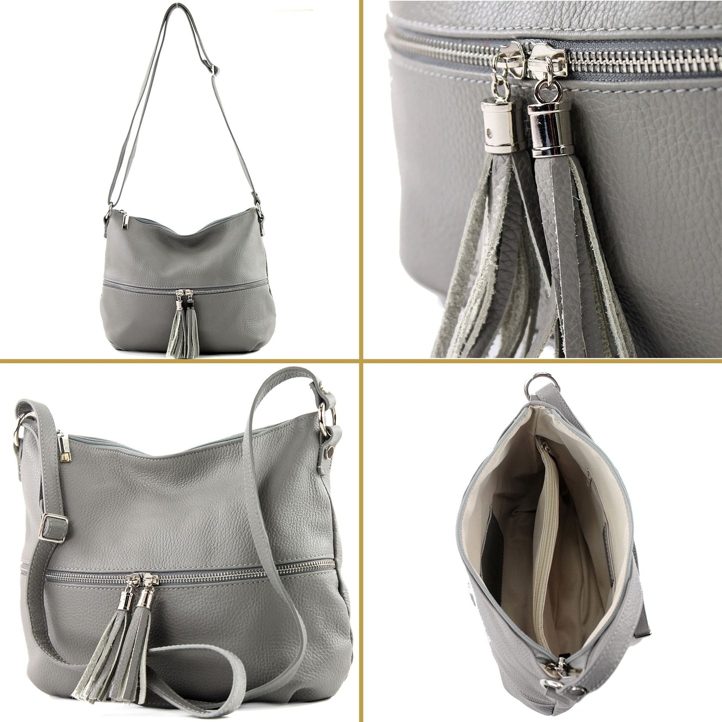 modamoda de T159 Damen Leder Umhängetasche Schultertasche Medium handmade in Italy
