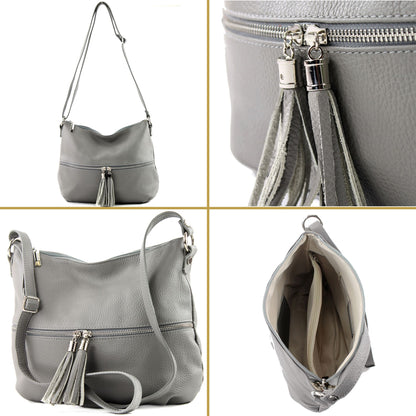 modamoda de T159 Damen Leder Umhängetasche Schultertasche Medium handmade in Italy