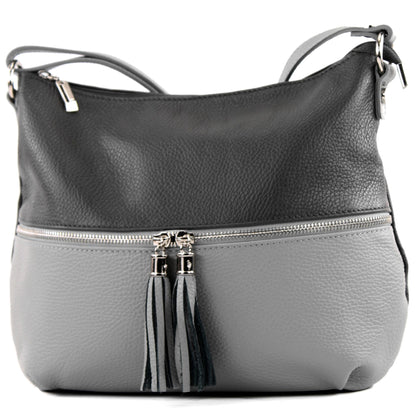 modamoda de T159 Damen Leder Umhängetasche Schultertasche Medium handmade in Italy