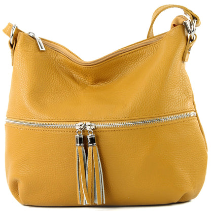 modamoda de T159 Damen Leder Umhängetasche Schultertasche Medium handmade in Italy