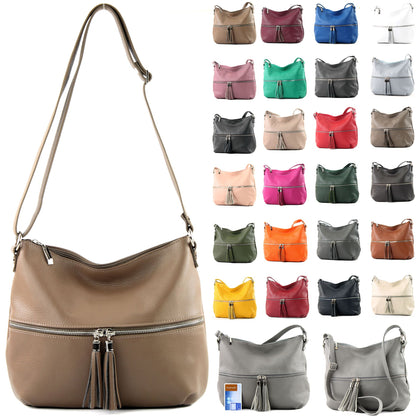 modamoda de T159 Damen Leder Umhängetasche Schultertasche Medium handmade in Italy
