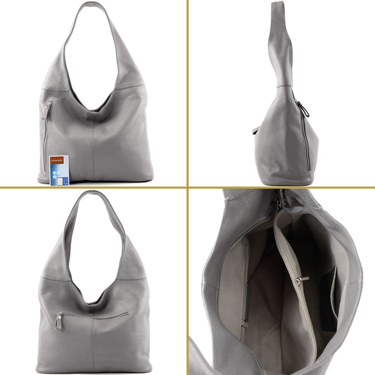 modamoda de T155 Damen Leder Shopper Schultertasche Large handmade in Italy