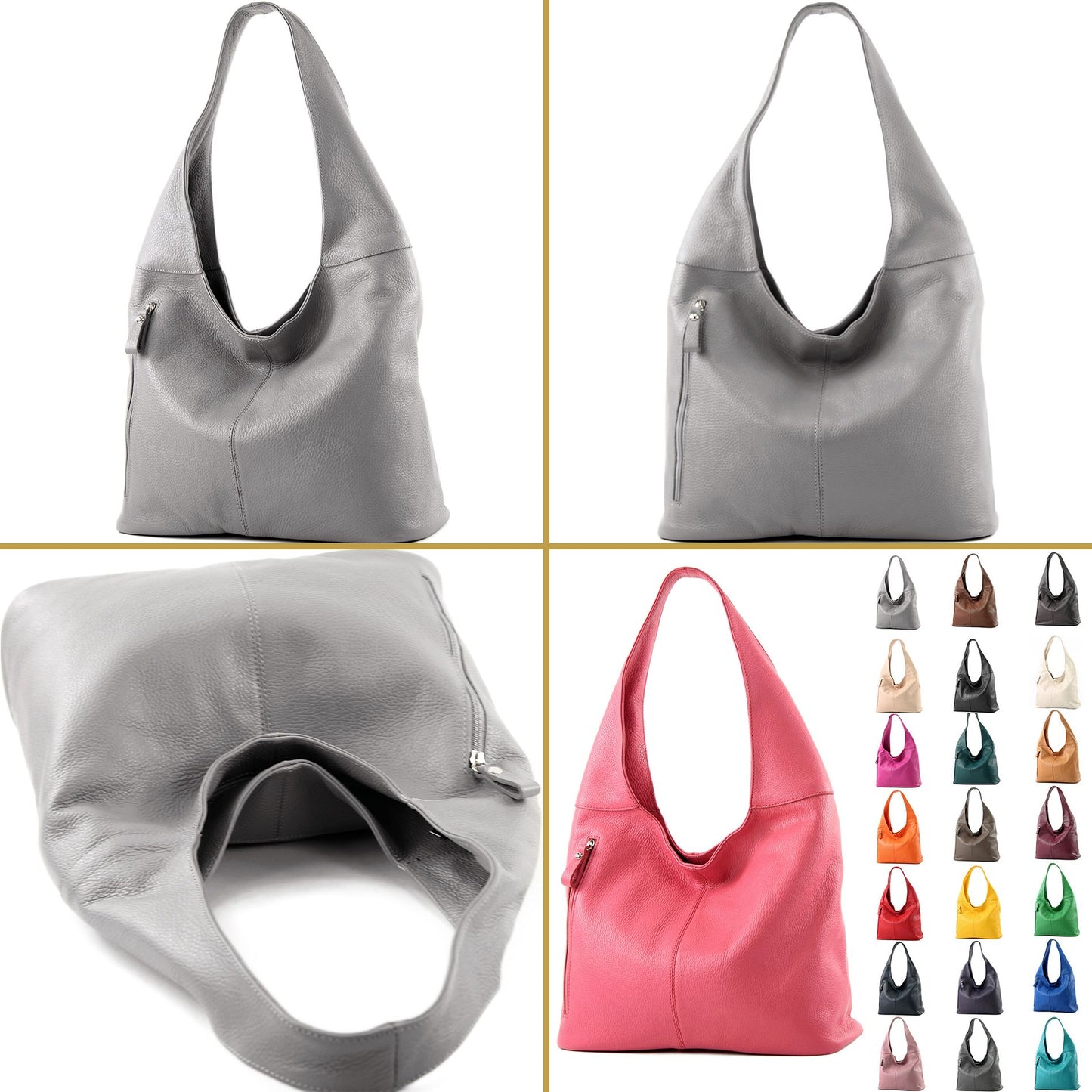 modamoda de T155 Damen Leder Shopper Schultertasche Large handmade in Italy