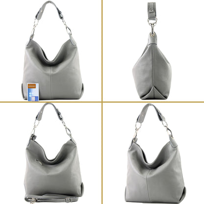 modamoda de T168 Damen Leder Schultertasche Henkeltasche Medium handmade in Italy