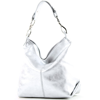 modamoda de T168 Damen Leder Schultertasche Henkeltasche Medium handmade in Italy
