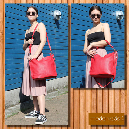 modamoda de - T177 -  ital. Damen Schultertasche aus Leder