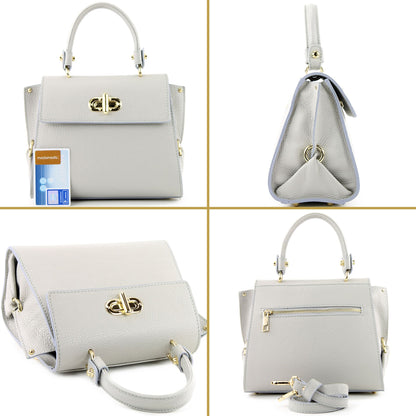 modamoda de - T182 - ital. Damen Henkeltasche Klein Leder