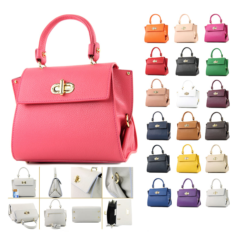 modamoda de - T182 - ital. Damen Henkeltasche Klein Leder