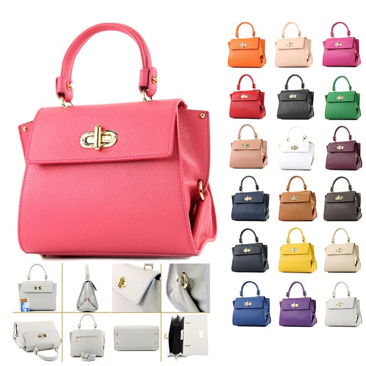 modamoda de - T182 - ital. Damen Henkeltasche Klein Leder
