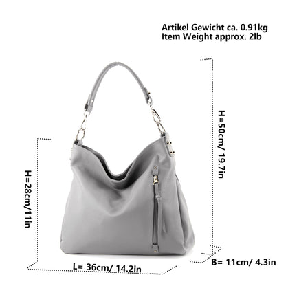 modamoda de T183 Damen Schultertasche Handtasche Tragetasche Echtleder Groß handmade in Italy