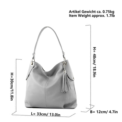 modamoda de T185 Damen Leder Schultertasche Handtasche handmade in Italy