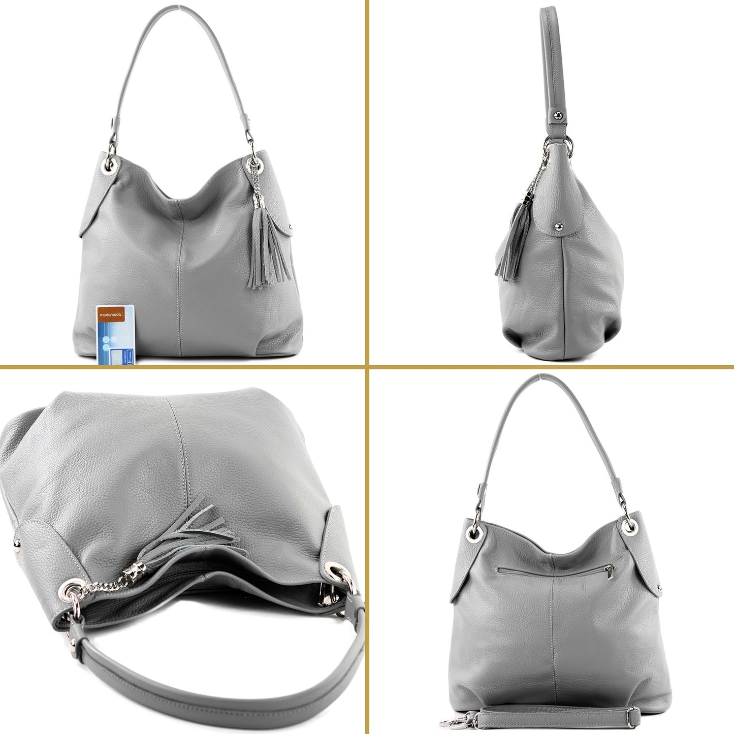 modamoda de T185 Damen Leder Schultertasche Handtasche handmade in Italy