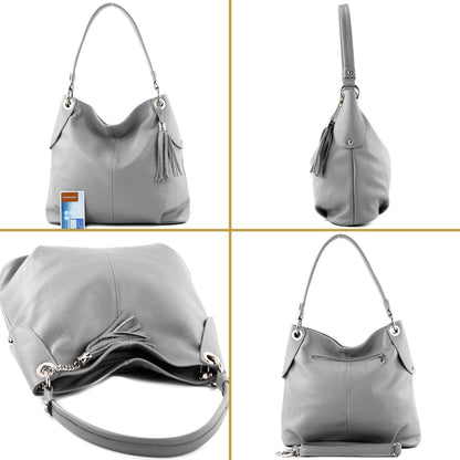 modamoda de T185 Damen Leder Schultertasche Handtasche handmade in Italy