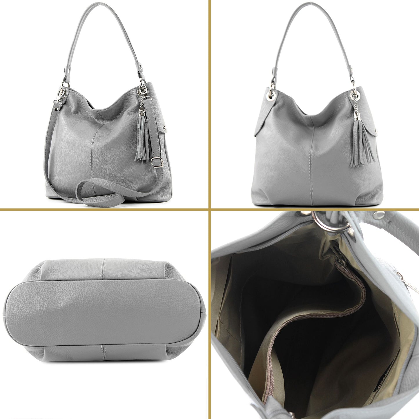 modamoda de T185 Damen Leder Schultertasche Handtasche handmade in Italy