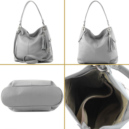 modamoda de T185 Damen Leder Schultertasche Handtasche handmade in Italy