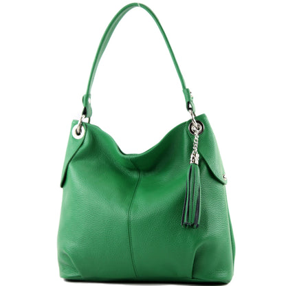 modamoda de T185 Damen Leder Schultertasche Handtasche handmade in Italy