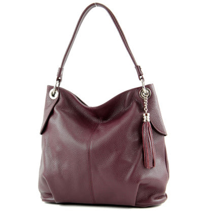 modamoda de T185 Damen Leder Schultertasche Handtasche handmade in Italy