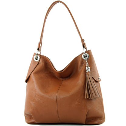 modamoda de T185 Damen Leder Schultertasche Handtasche handmade in Italy