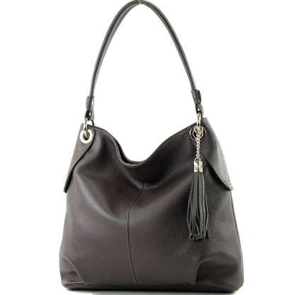 modamoda de T185 Damen Leder Schultertasche Handtasche handmade in Italy