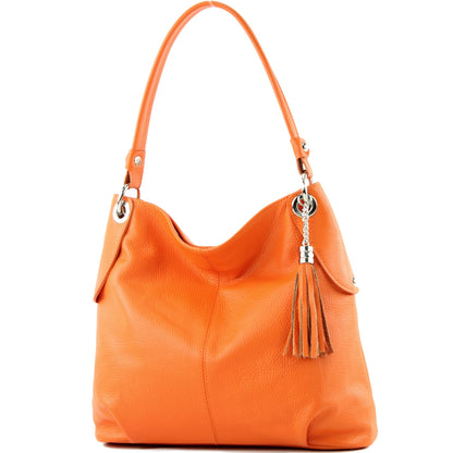 modamoda de T185 Damen Leder Schultertasche Handtasche handmade in Italy