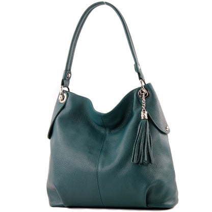 modamoda de T185 Damen Leder Schultertasche Handtasche handmade in Italy