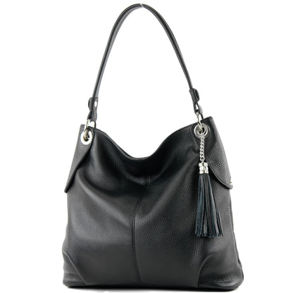 modamoda de T185 Damen Leder Schultertasche Handtasche handmade in Italy