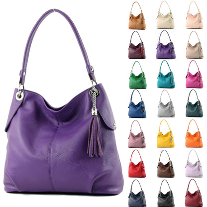 modamoda de T185 Damen Leder Schultertasche Handtasche handmade in Italy