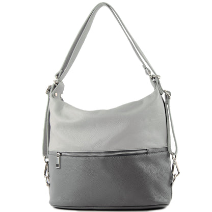 modamoda de T189 Damen Leder Rucksack Damentasche 2in1 handmade in Italy