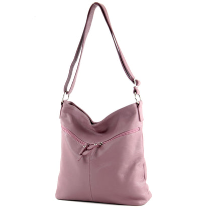 modamoda de T196 Damen Leder Schultertasche Umhängetasche handmade in Italy