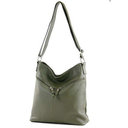 modamoda de T196 Damen Leder Schultertasche Umhängetasche handmade in Italy