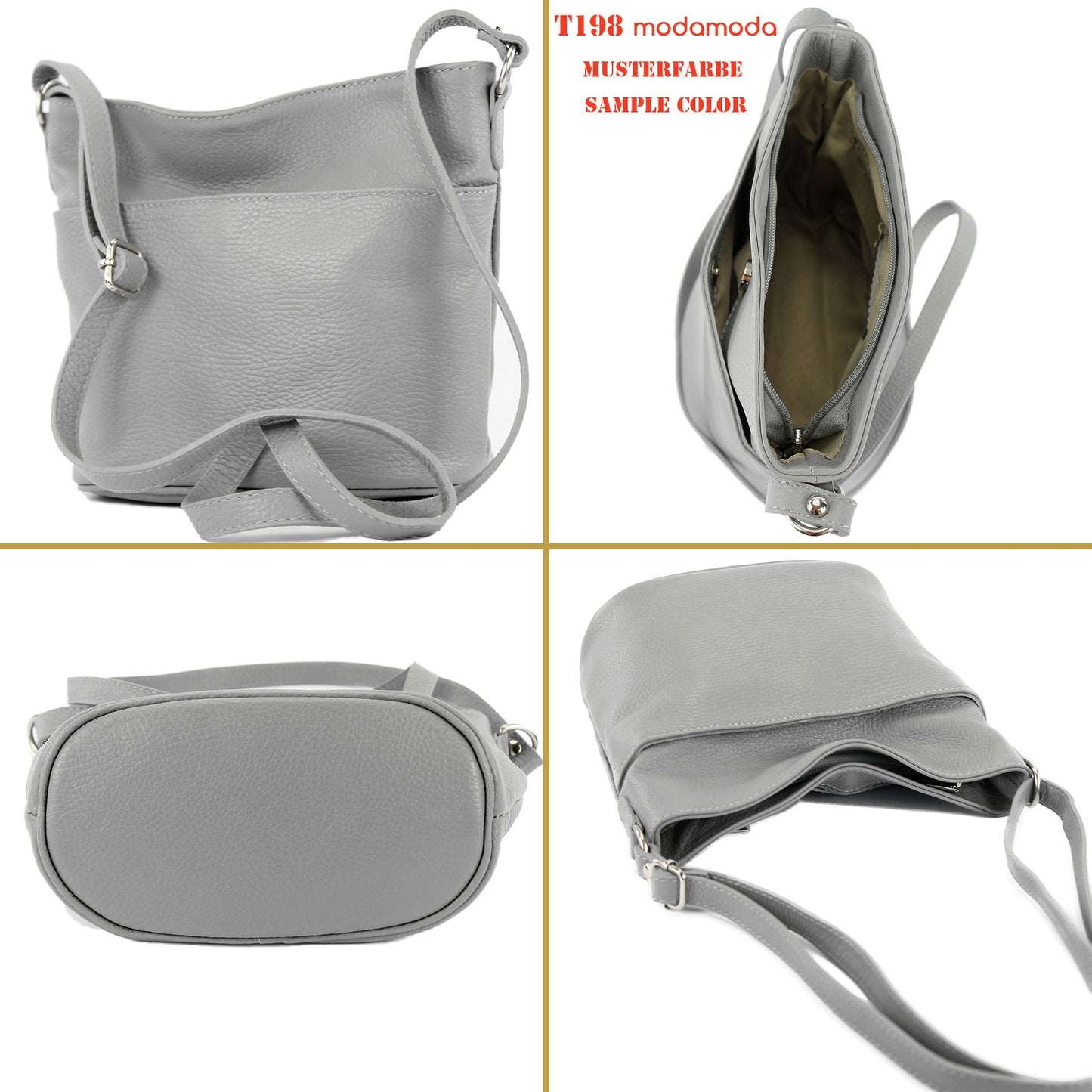 modamoda de T198 kleine Damen Leder Umhängetasche Schultertasche handmade in Italy
