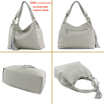modamoda de T201 Damen Leder Schultertasche Handtasche handmade in Italy