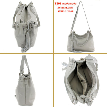 modamoda de T201 Damen Leder Schultertasche Handtasche handmade in Italy