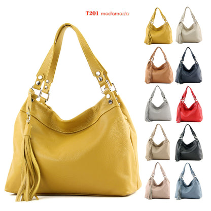 modamoda de T201 Damen Leder Schultertasche Handtasche handmade in Italy