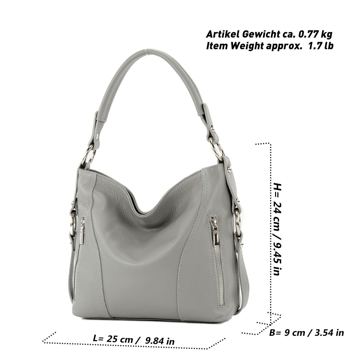 modamoda de T202 Damen Leder Henkeltasche Schultertasche handmade in Italy