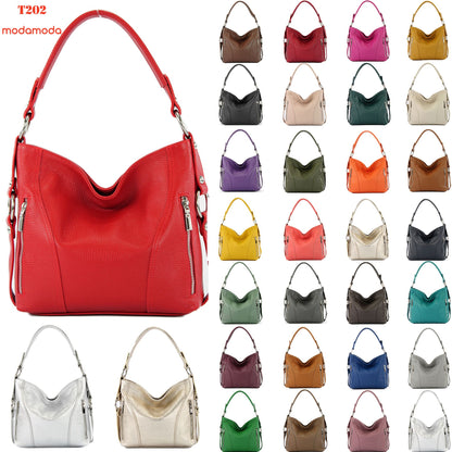 modamoda de T202 Damen Leder Henkeltasche Schultertasche handmade in Italy