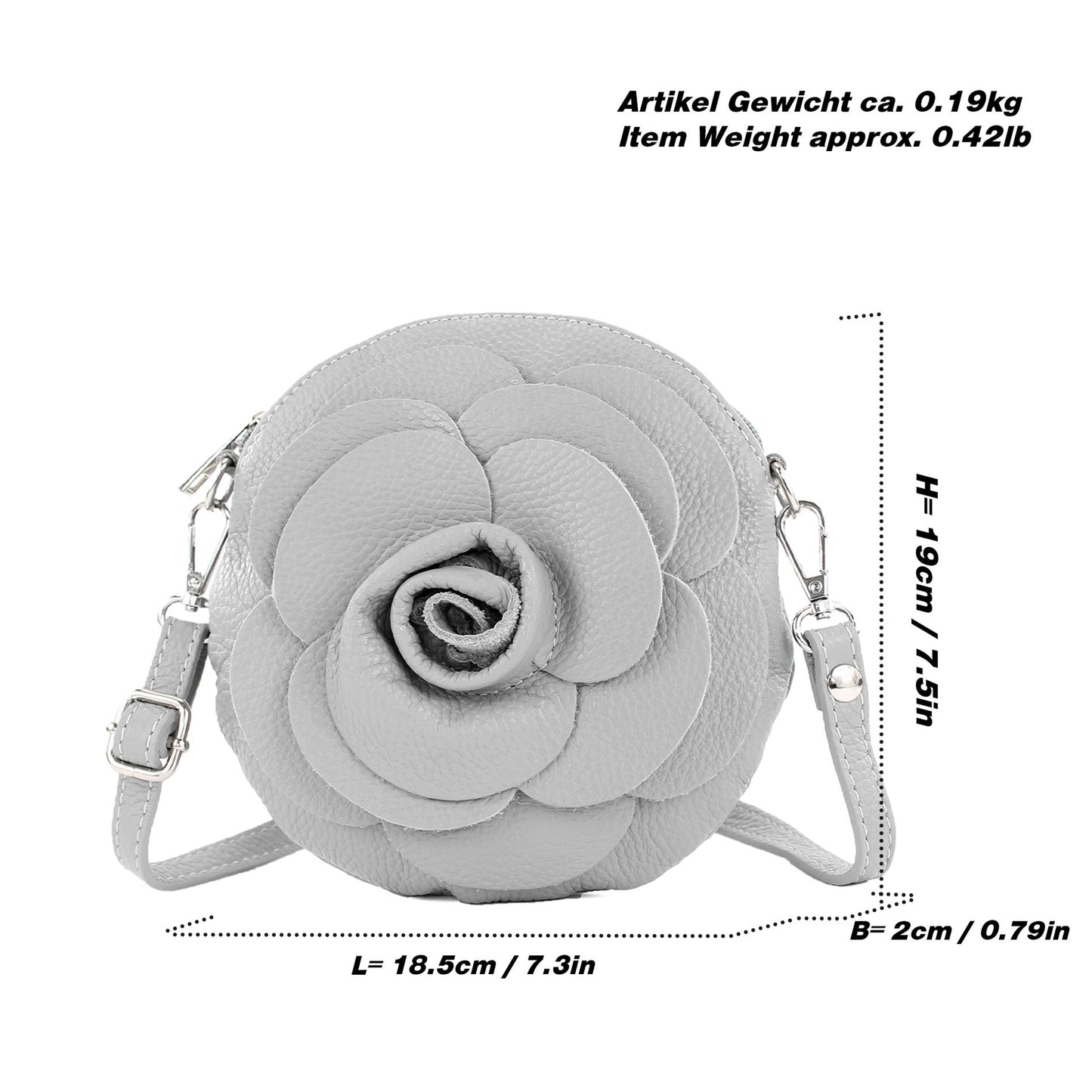 modamoda de T225 Damen Leder Umhängetasche Abendtasche Clutch Blüte Klein handmade in Italy