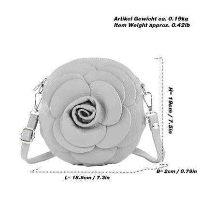 modamoda de T225 Damen Leder Umhängetasche Abendtasche Clutch Blüte Klein handmade in Italy