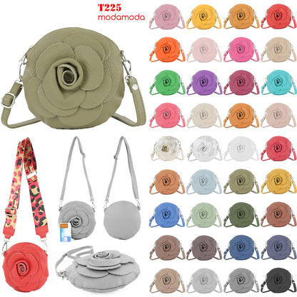 modamoda de T225 Damen Leder Umhängetasche Abendtasche Clutch Blüte Klein handmade in Italy